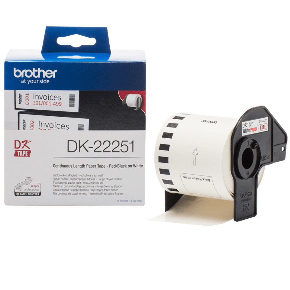 ETICHETTE BROTHER DK22251 ADESIVE ROSSE/NERE 62MMX15,26M da ADDER