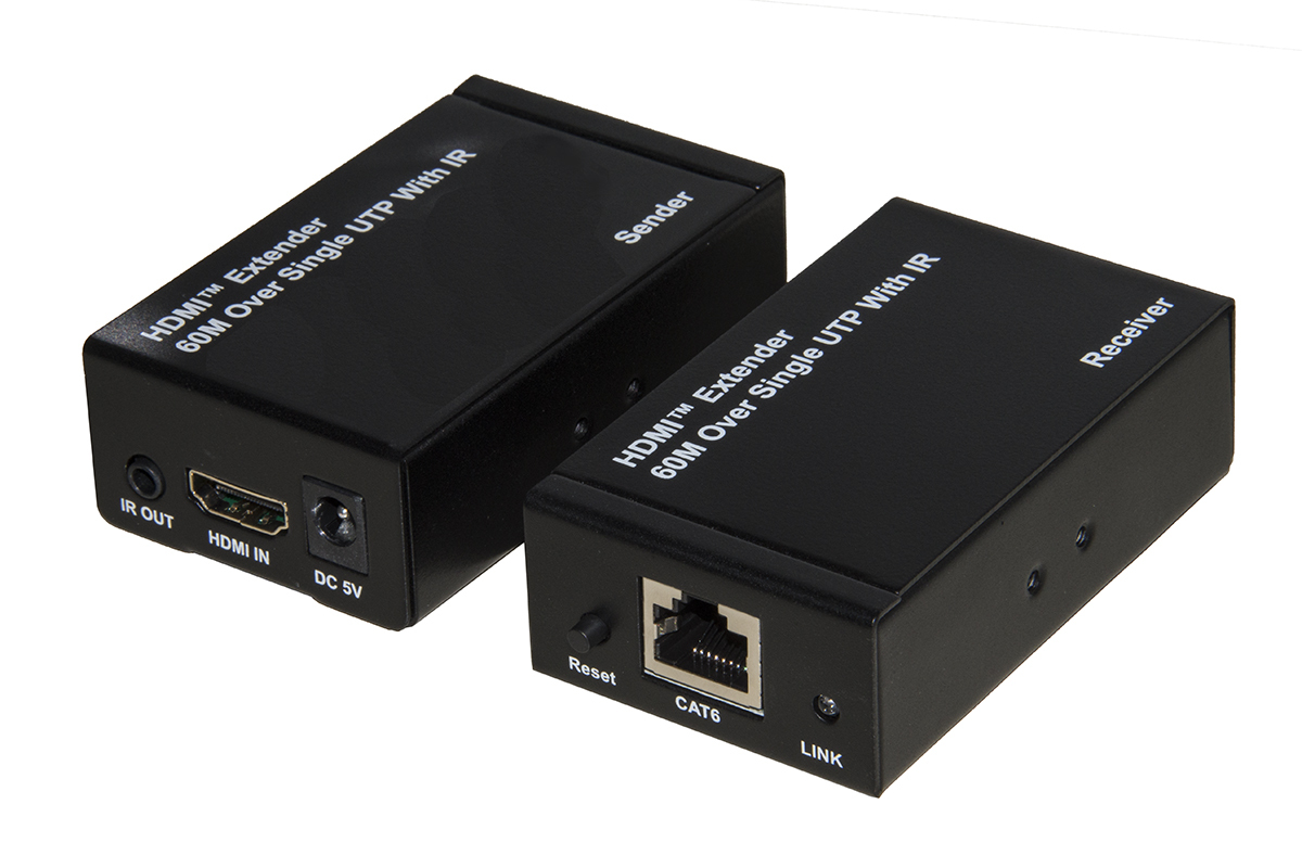 EXTENDER HDMI TRAMITE CAVO RETE CAT 5/6 FINO 60MT INFRAROSSO TELECOMAN da ADDER
