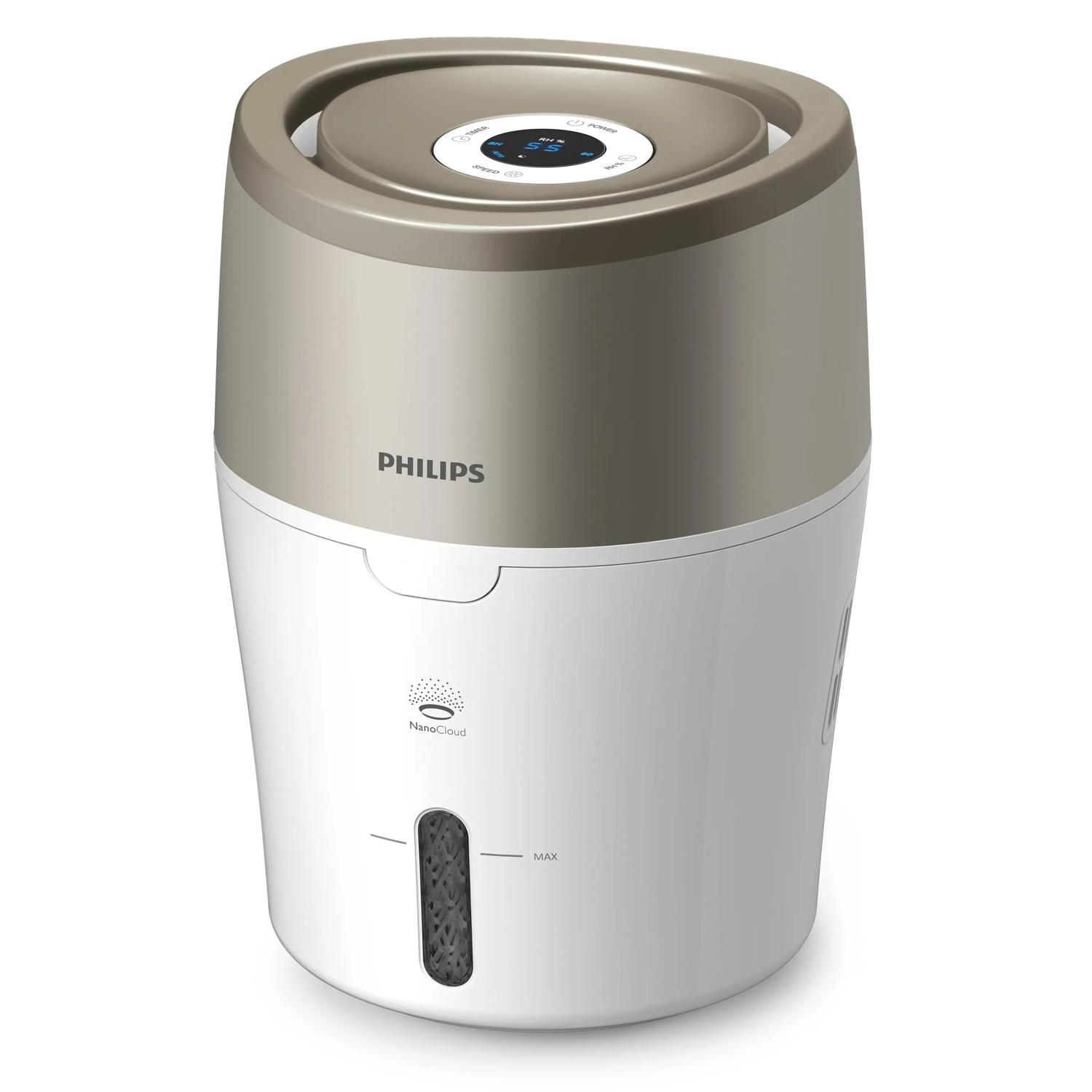 PHILIPS UMIDIFICATORE ARIA 25MQ NANO CLOUD BATTERI 2 LITRI 26DB da ADDER